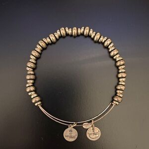 Alex and Ani Antiqued Silver Beaded Expandable Bracelet with Double Charms